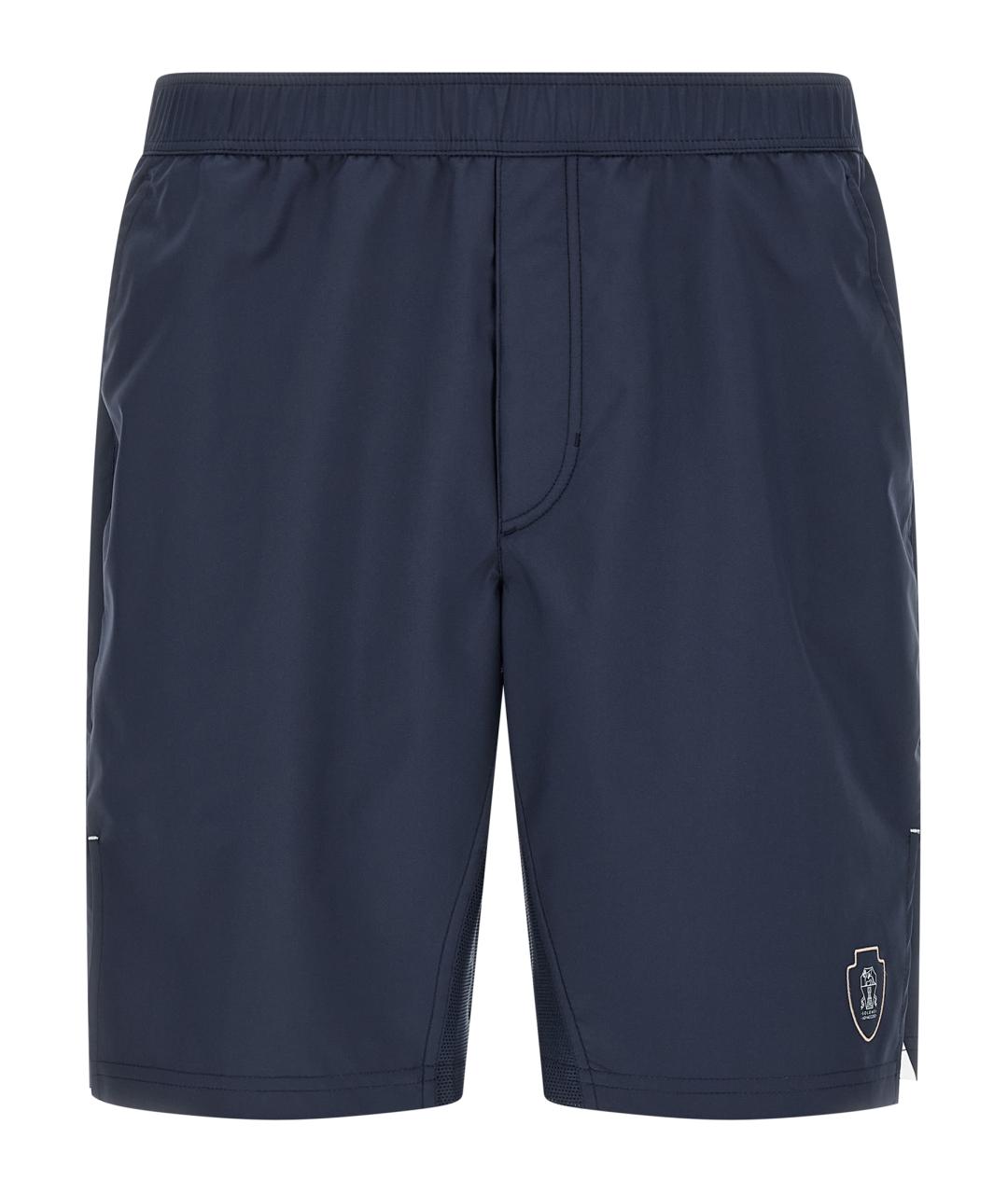 BRUNELLO CUCINELLI Синие полиэстеровые шорты, фото 1