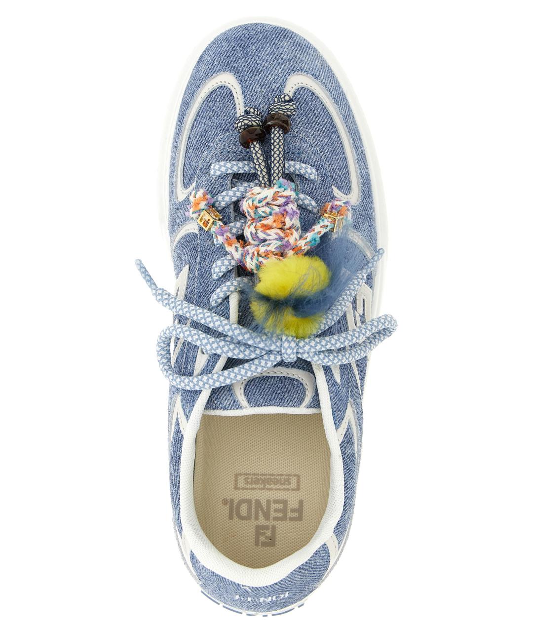 FENDI Голубые кожаные кеды, фото 5