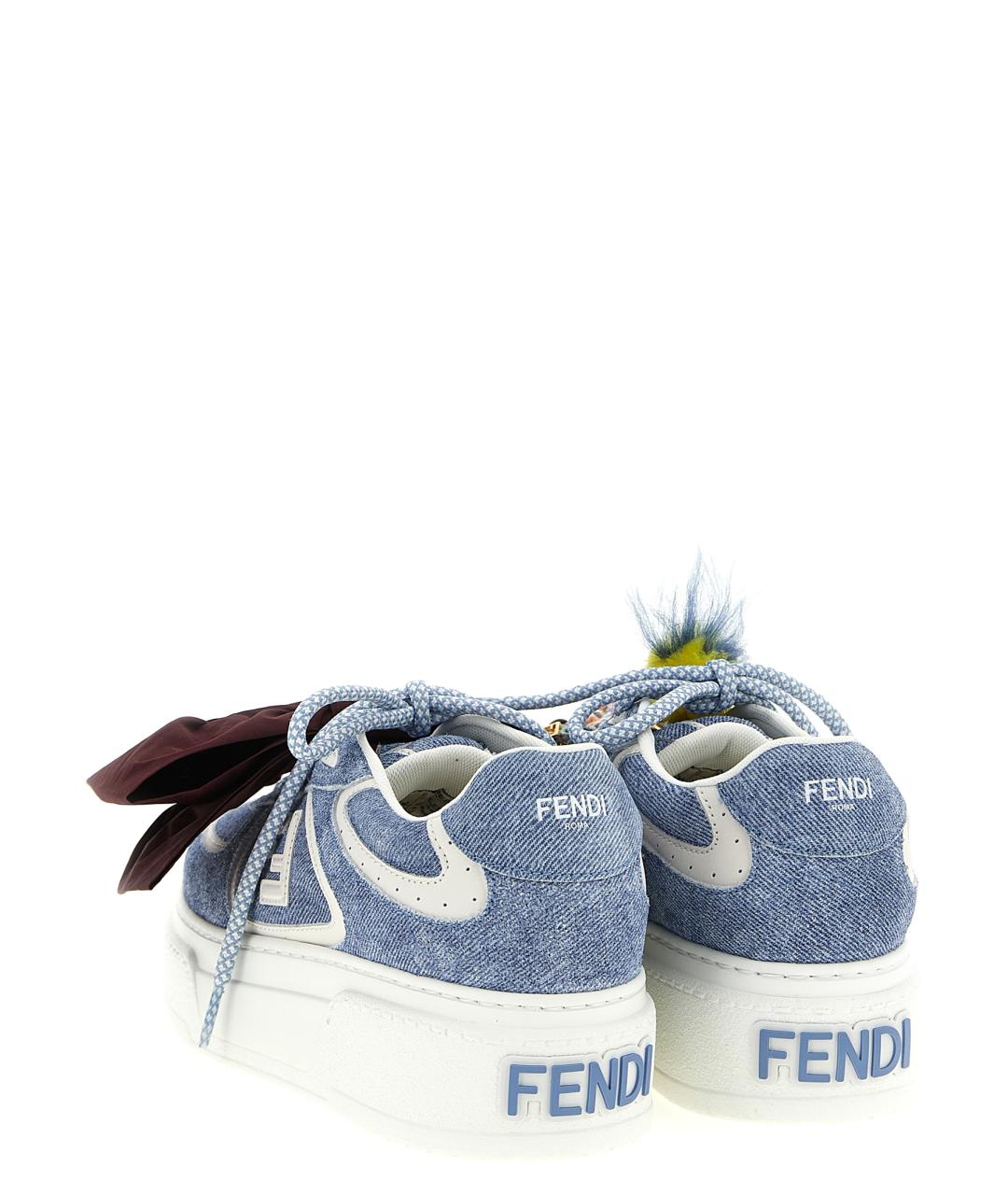 FENDI Голубые кожаные кеды, фото 4