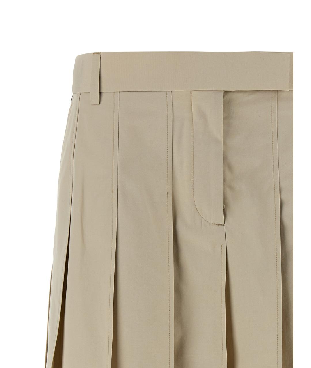 THOM BROWNE Бежевая хлопковая юбка мини, фото 3