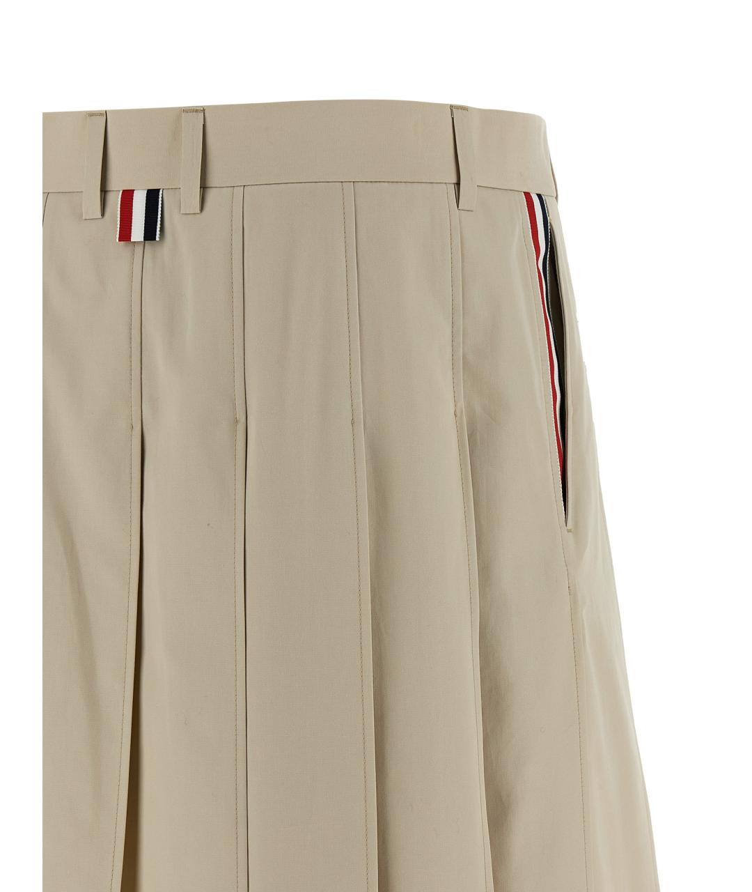 THOM BROWNE Бежевая хлопковая юбка мини, фото 4