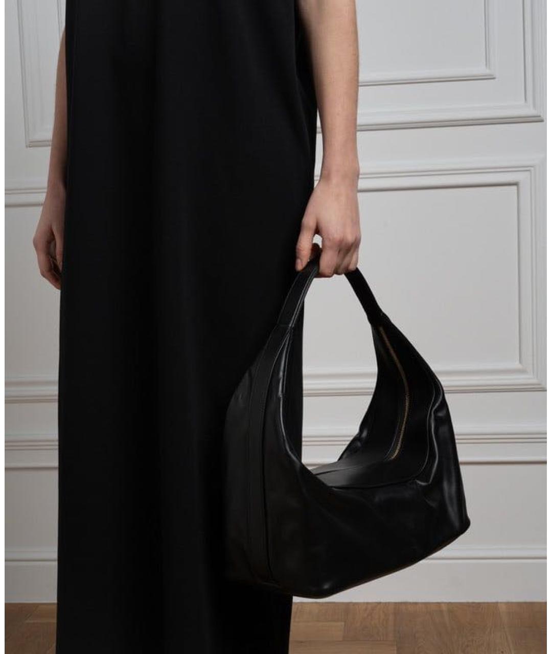 LOULOU STUDIO Черная кожаная сумка с короткими ручками, фото 5