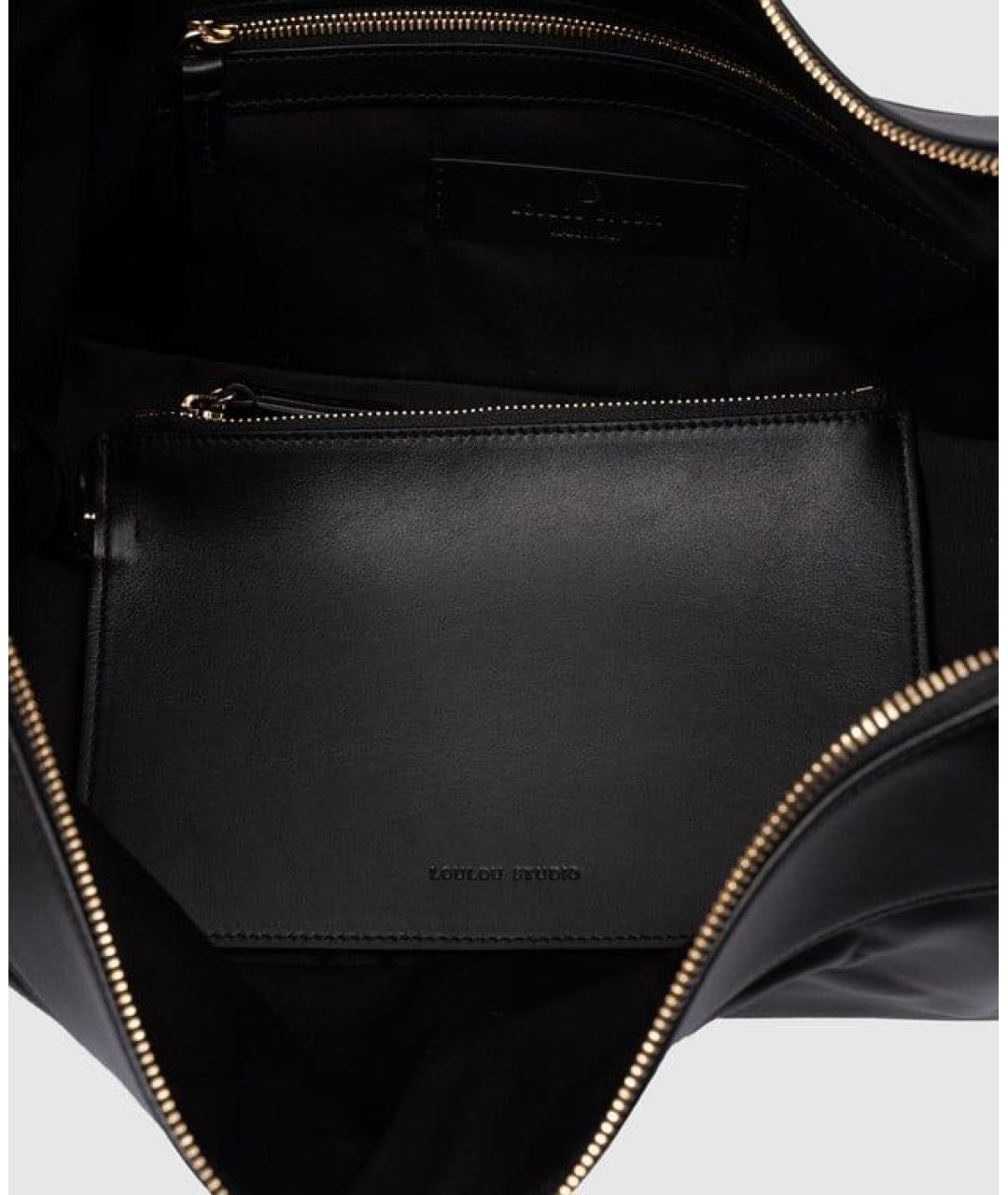 LOULOU STUDIO Черная кожаная сумка с короткими ручками, фото 4