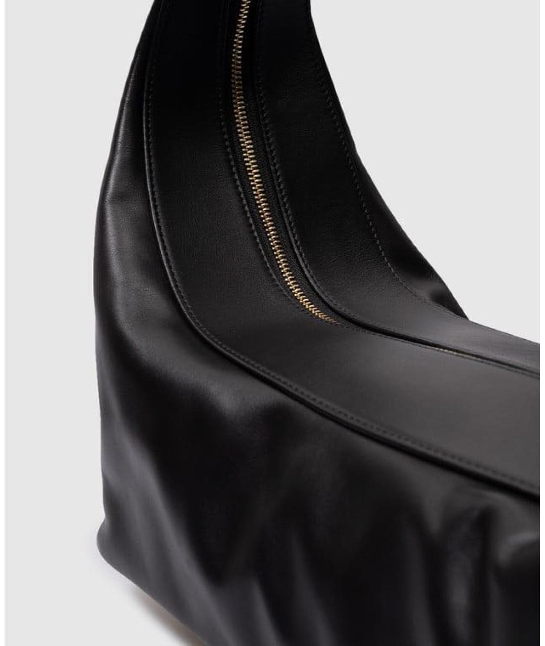 LOULOU STUDIO Черная кожаная сумка с короткими ручками, фото 3