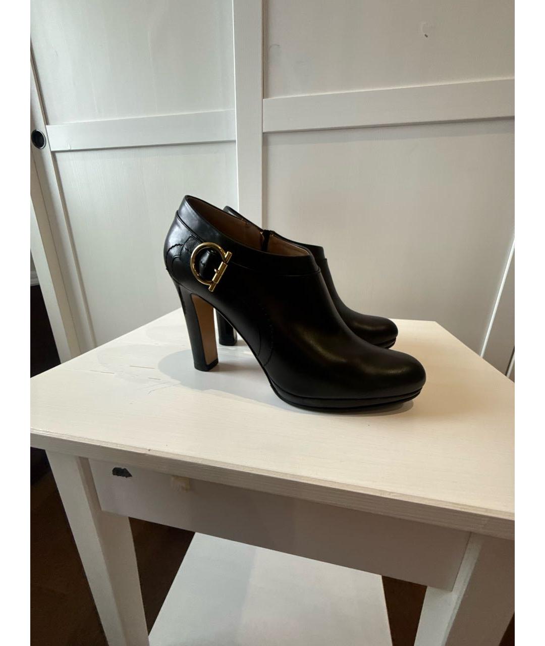 FERRAGAMO Черные кожаные ботильоны, фото 5