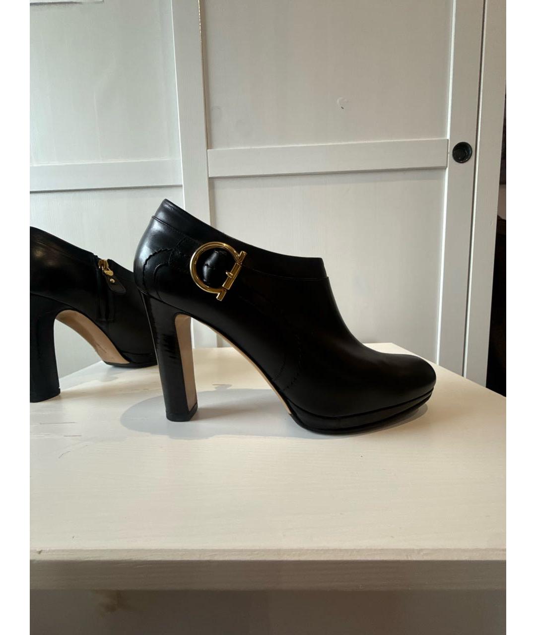 FERRAGAMO Черные кожаные ботильоны, фото 6