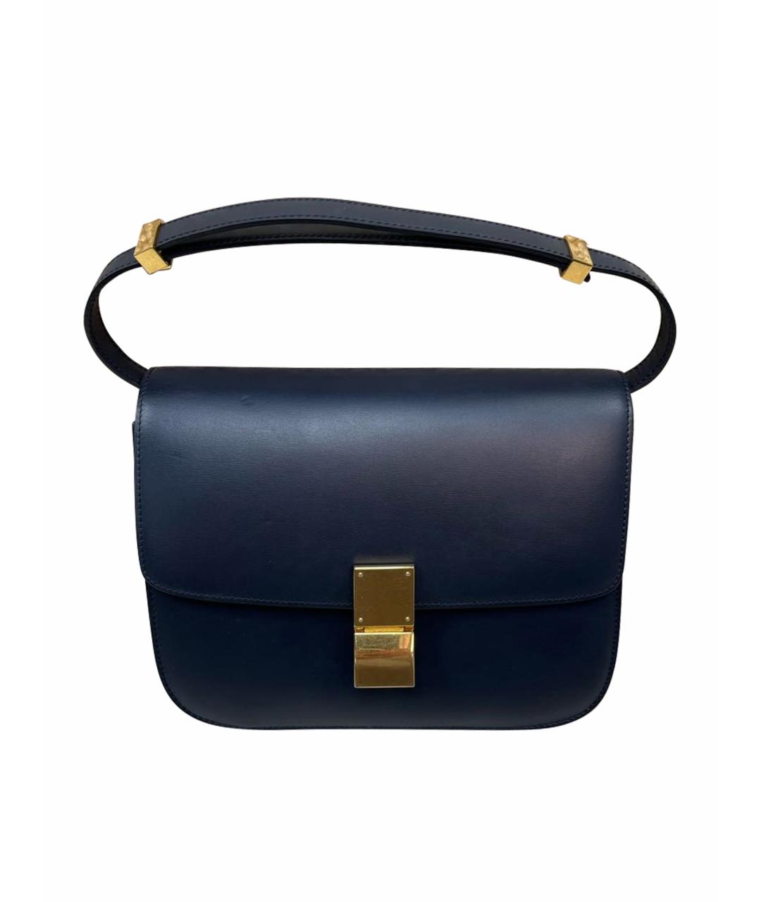 CELINE Темно-синяя кожаная сумка с короткими ручками, фото 1