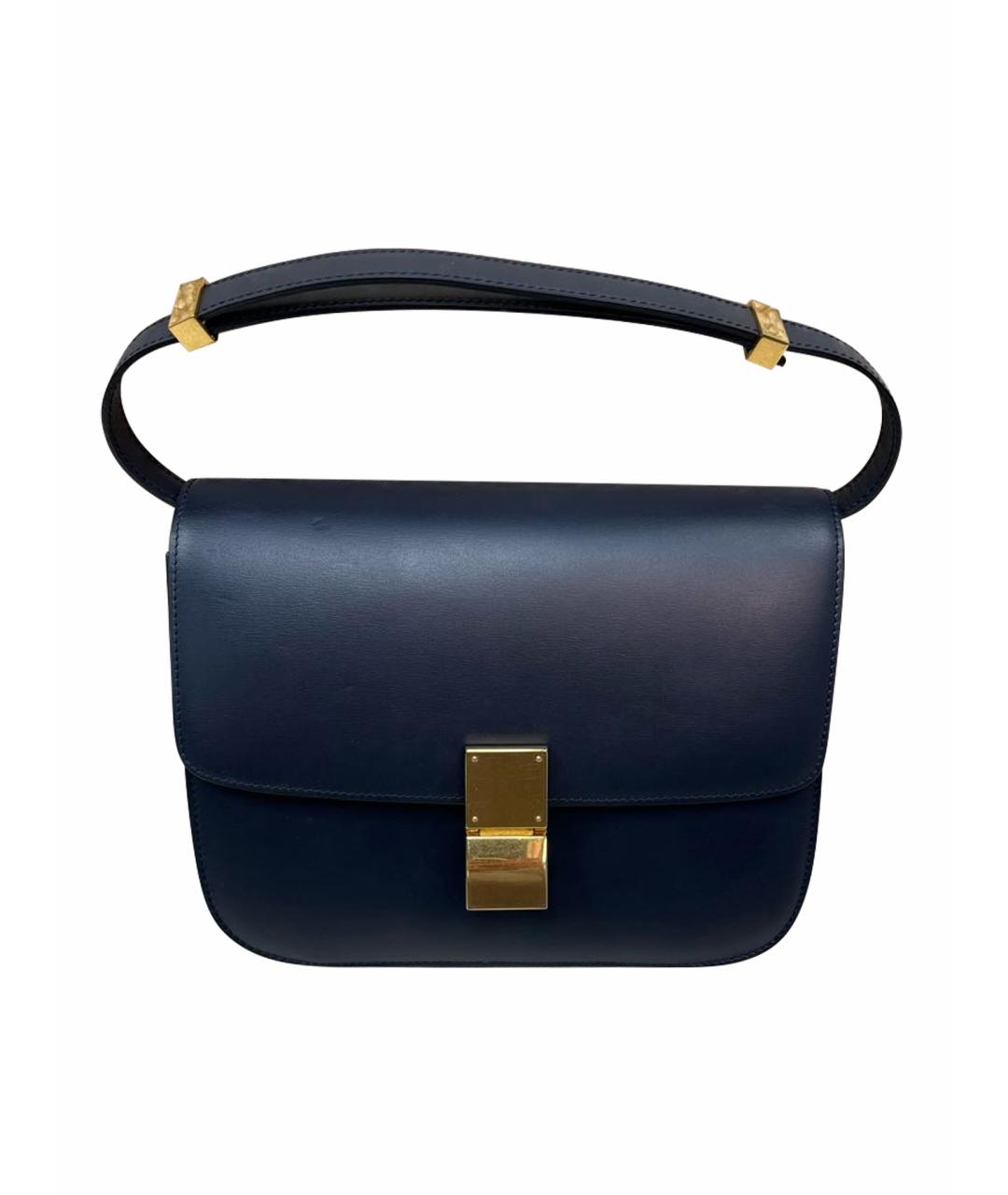 CELINE Темно-синяя кожаная сумка с короткими ручками, фото 9