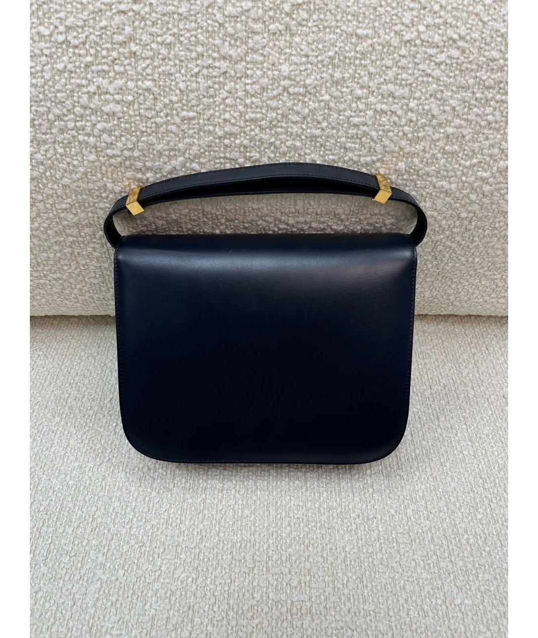CELINE Темно-синяя кожаная сумка с короткими ручками, фото 3