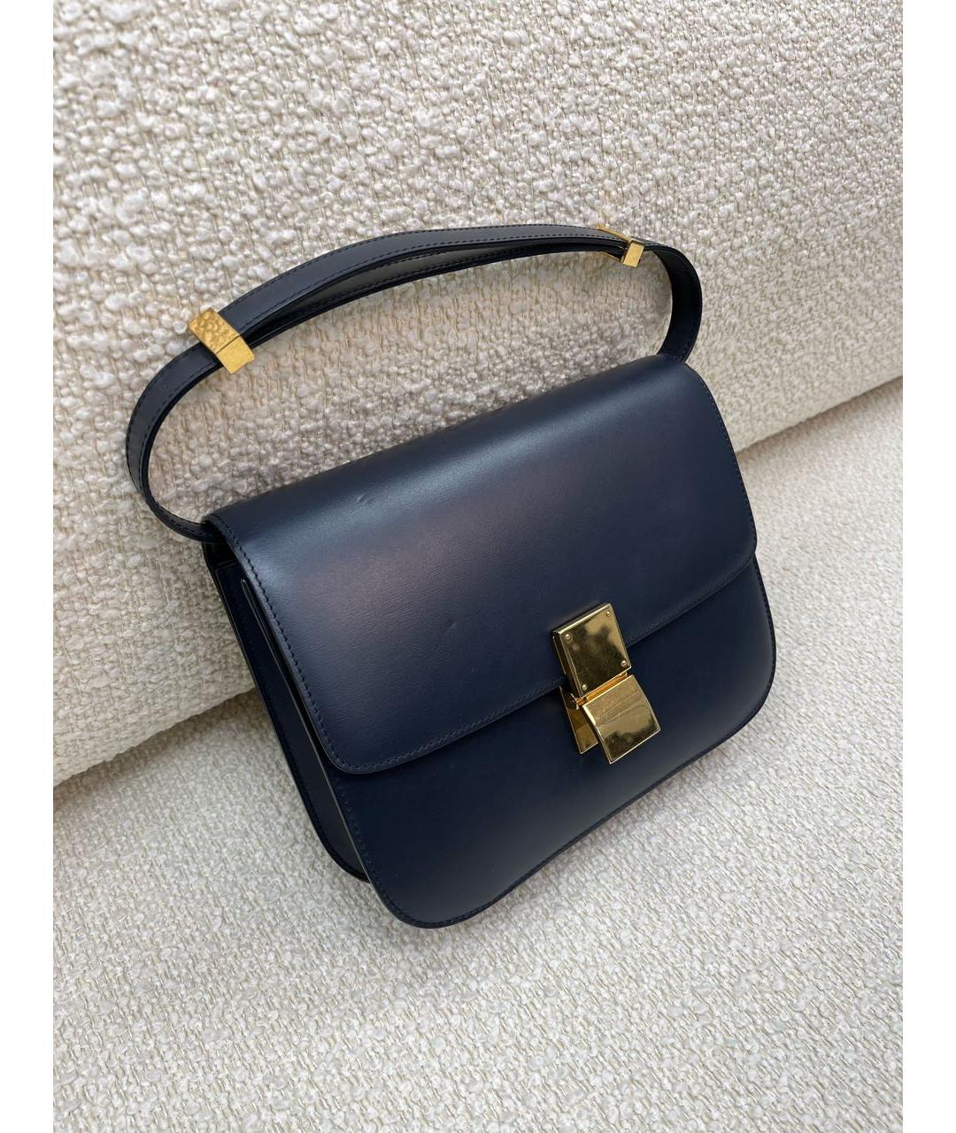 CELINE Темно-синяя кожаная сумка с короткими ручками, фото 2