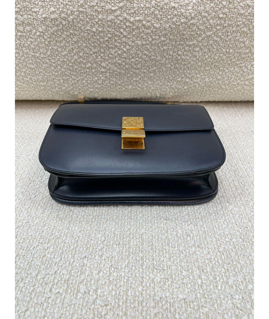 CELINE Темно-синяя кожаная сумка с короткими ручками, фото 7