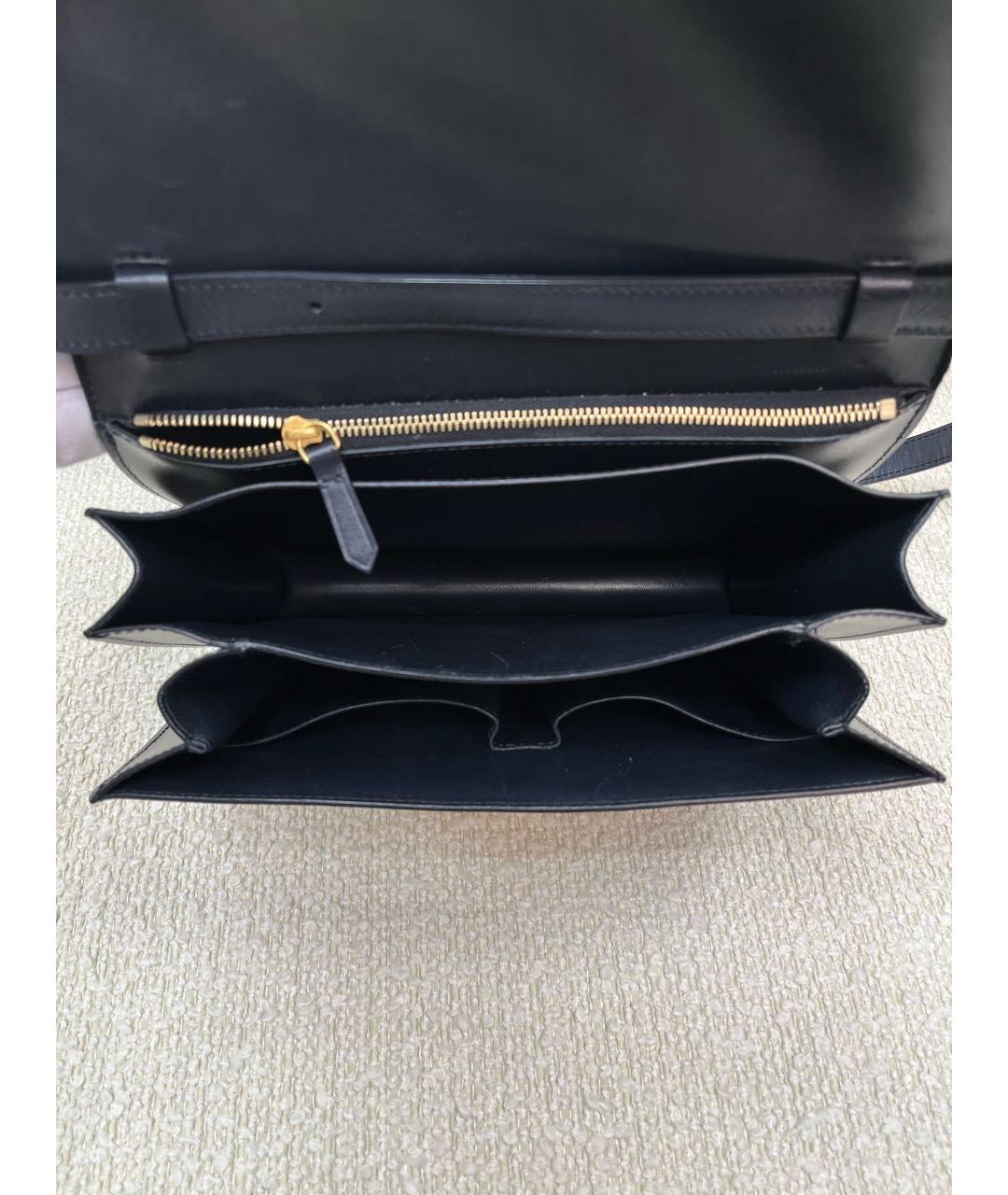 CELINE Темно-синяя кожаная сумка с короткими ручками, фото 4