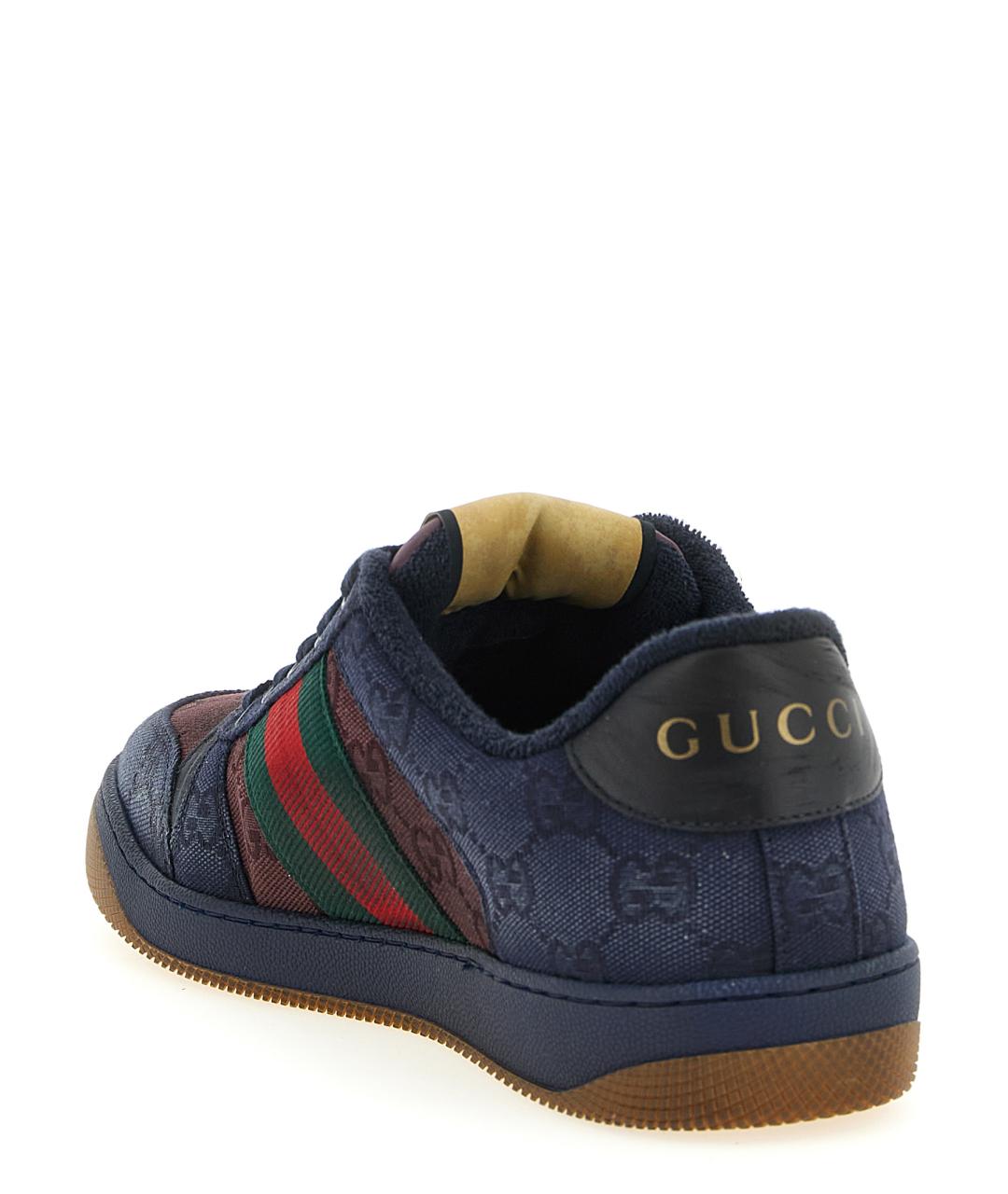 GUCCI Синие текстильные низкие кроссовки / кеды, фото 3