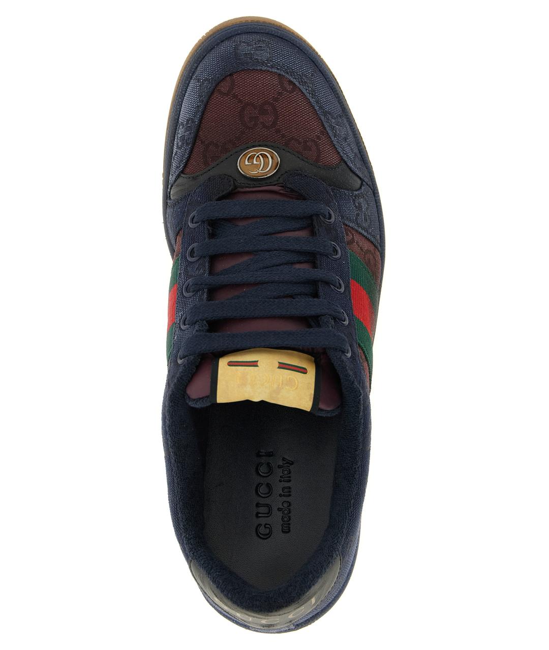 GUCCI Синие текстильные низкие кроссовки / кеды, фото 4