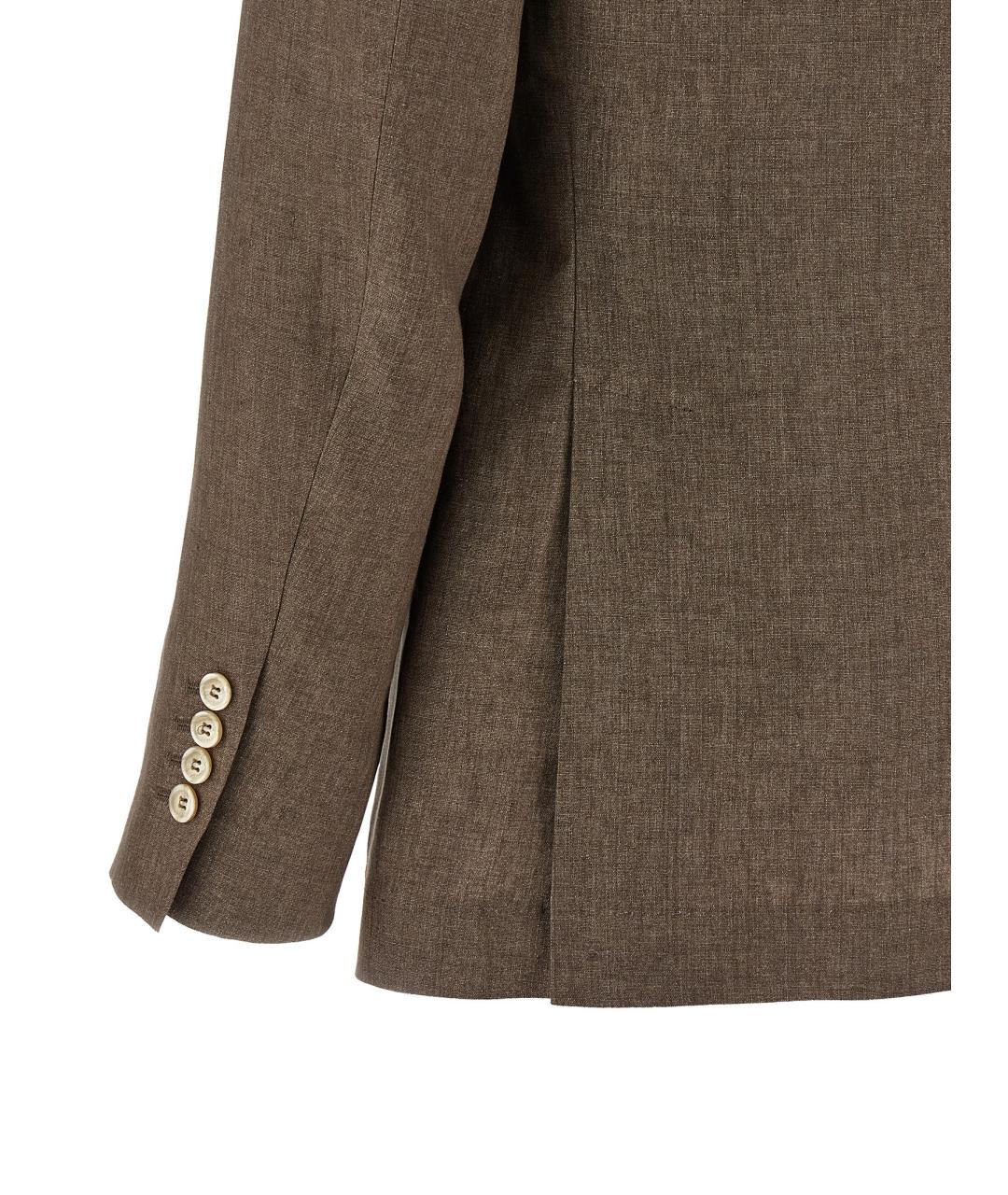 BRUNELLO CUCINELLI Коричневый льняной пиджак, фото 4