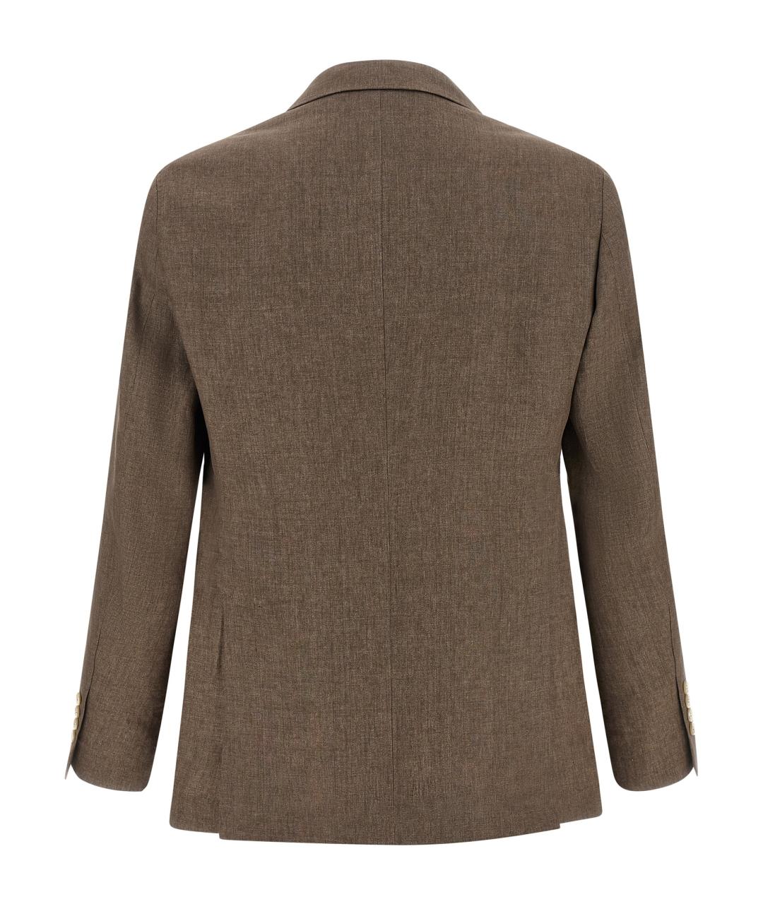 BRUNELLO CUCINELLI Коричневый льняной пиджак, фото 2