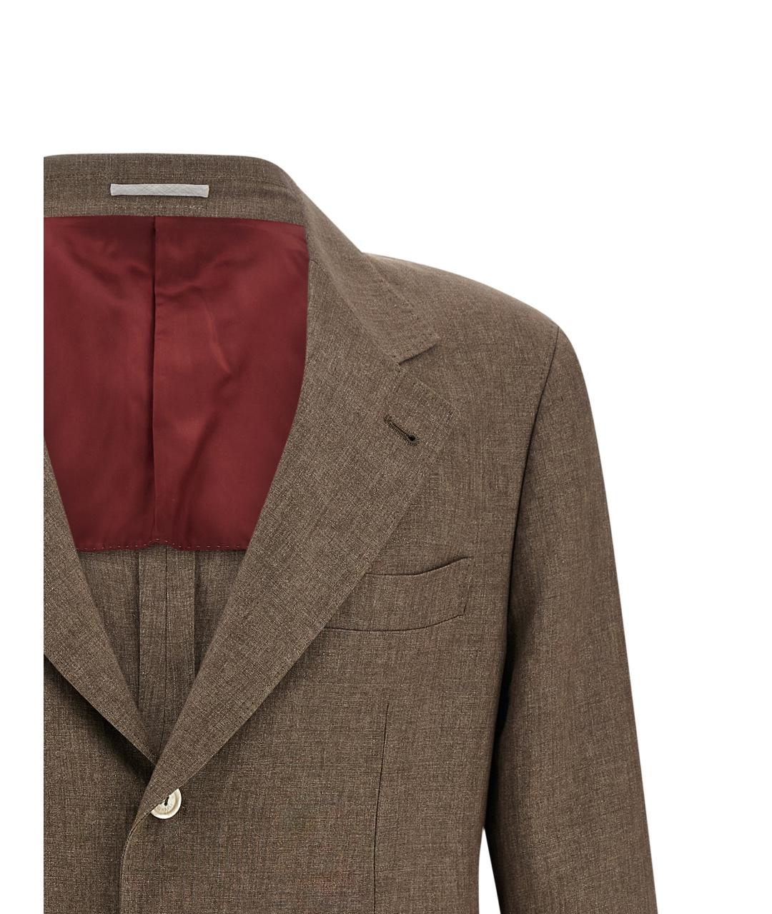 BRUNELLO CUCINELLI Коричневый льняной пиджак, фото 3
