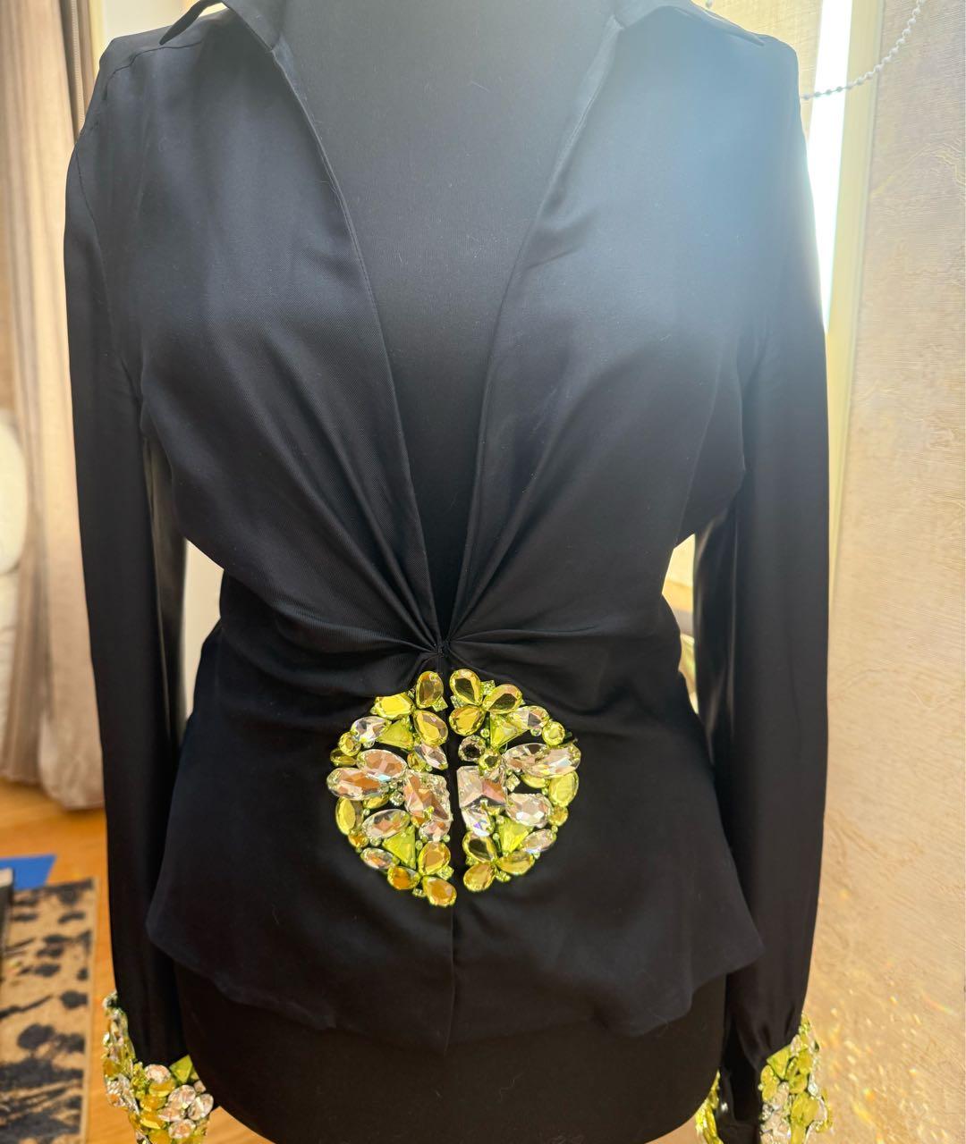 VERSACE Черная хлопковая блузы, фото 5