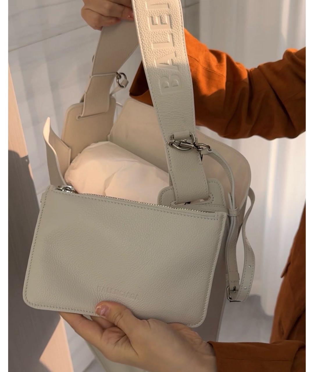 BALENCIAGA Белая кожаная сумка тоут, фото 4