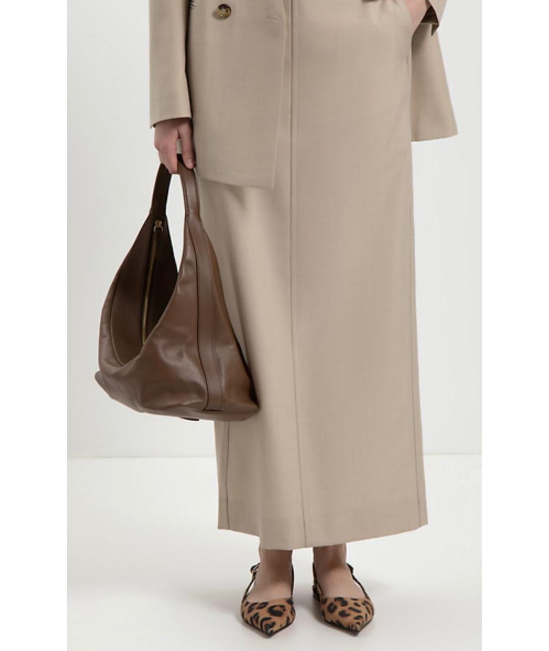 LOULOU STUDIO Коричневая кожаная сумка с короткими ручками, фото 5