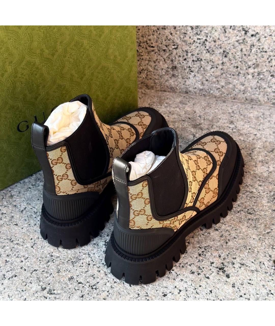 GUCCI Бежевые текстильные ботинки, фото 4