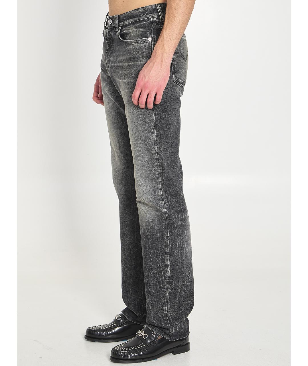 VERSACE Серые хлопковые прямые джинсы, фото 3