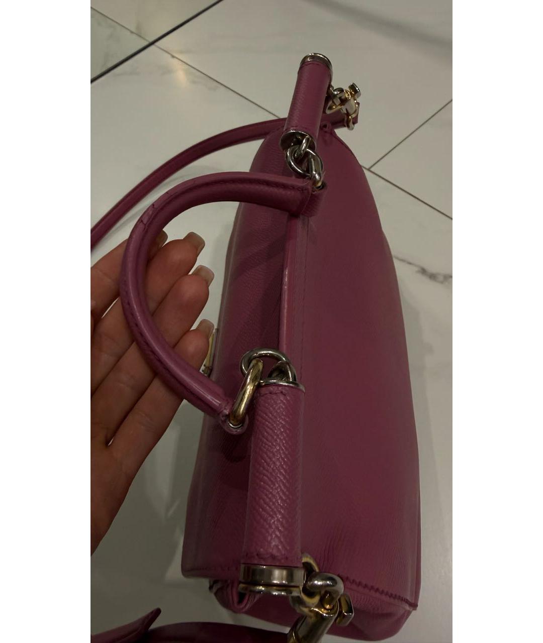 DOLCE&GABBANA Розовая кожаная сумка с короткими ручками, фото 5