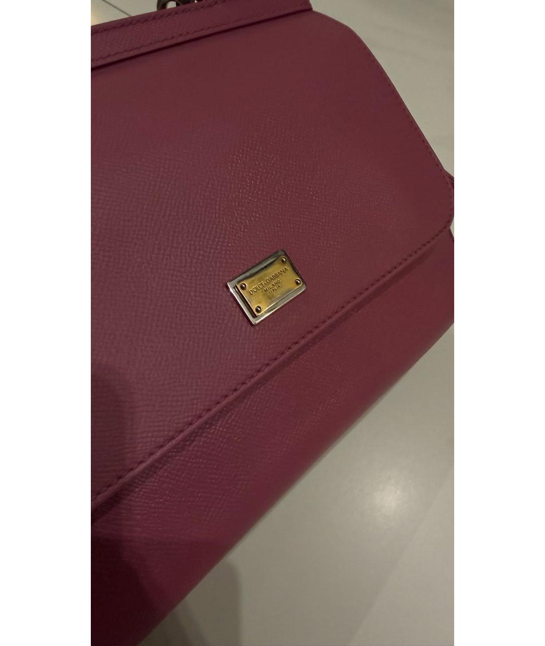 DOLCE&GABBANA Розовая кожаная сумка с короткими ручками, фото 8