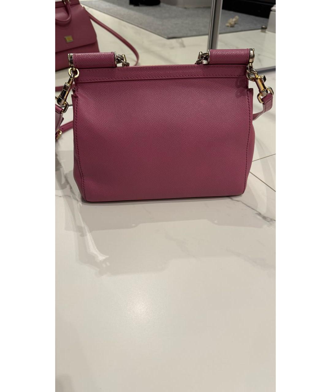 DOLCE&GABBANA Розовая кожаная сумка с короткими ручками, фото 2