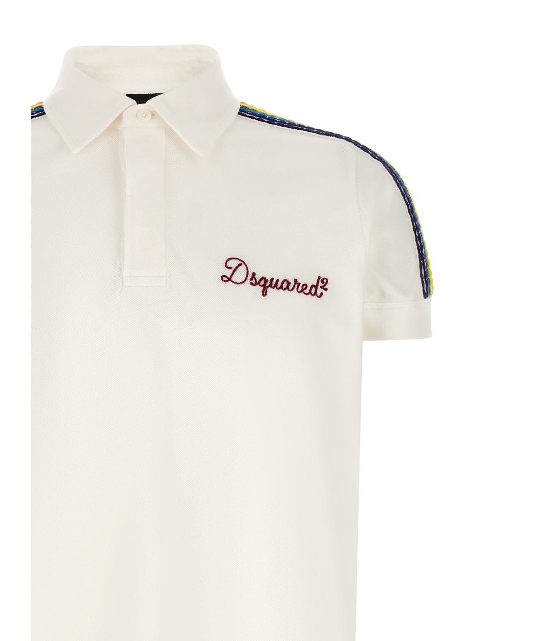 DSQUARED2 Белое хлопковое поло с коротким рукавом, фото 3