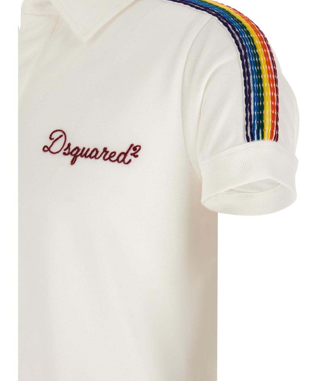 DSQUARED2 Белое хлопковое поло с коротким рукавом, фото 5