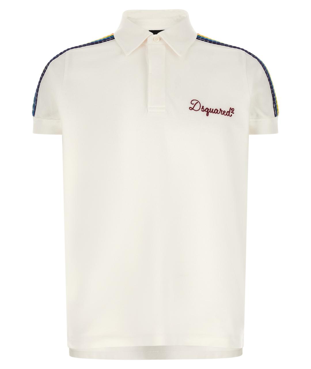 DSQUARED2 Белое хлопковое поло с коротким рукавом, фото 1