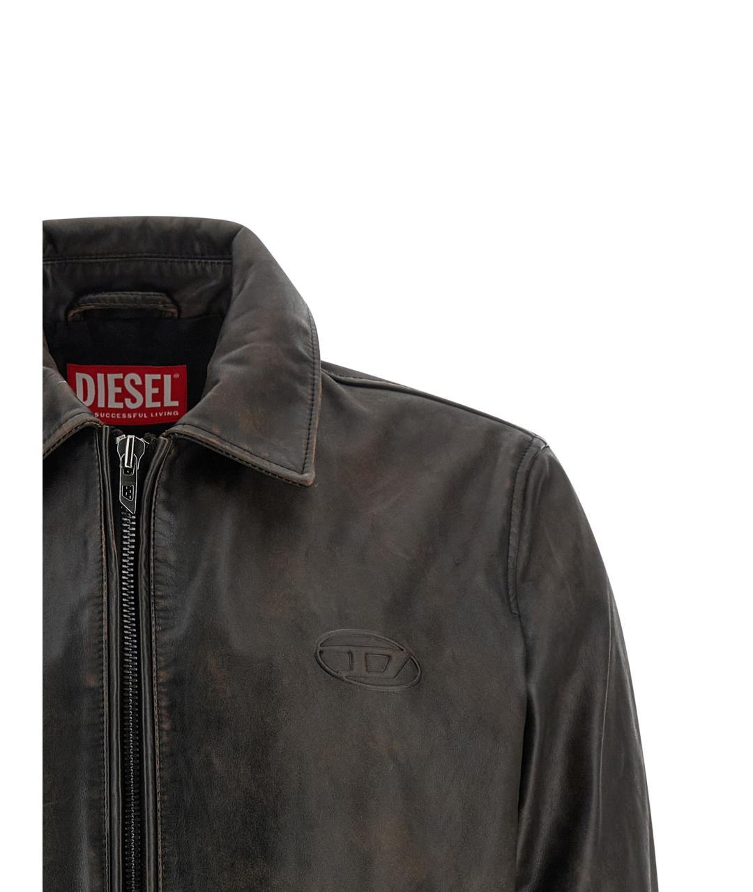 DIESEL Коричневая кожаная куртка, фото 3