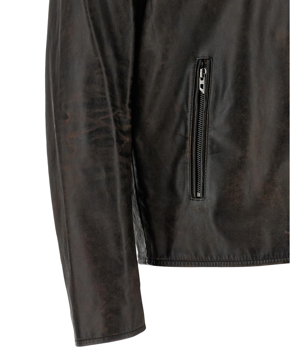 DIESEL Коричневая кожаная куртка, фото 4