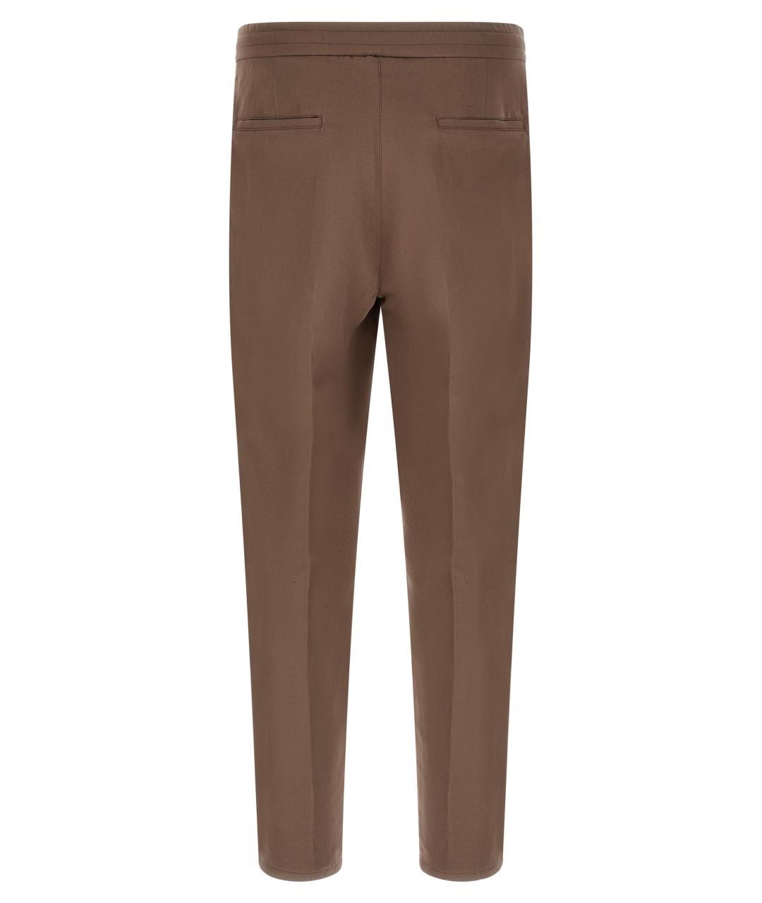 BRUNELLO CUCINELLI Коричневые льняные повседневные брюки, фото 2