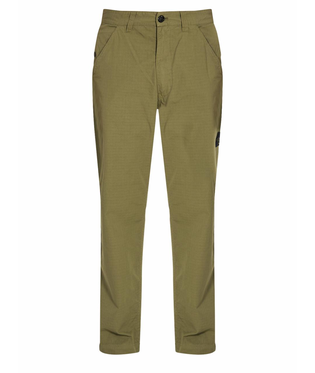 STONE ISLAND Зеленые хлопковые повседневные брюки, фото 1