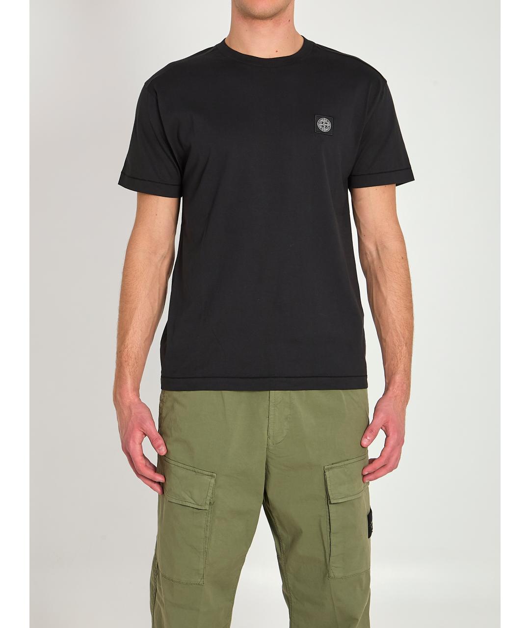 STONE ISLAND Черная хлопковая футболка, фото 5