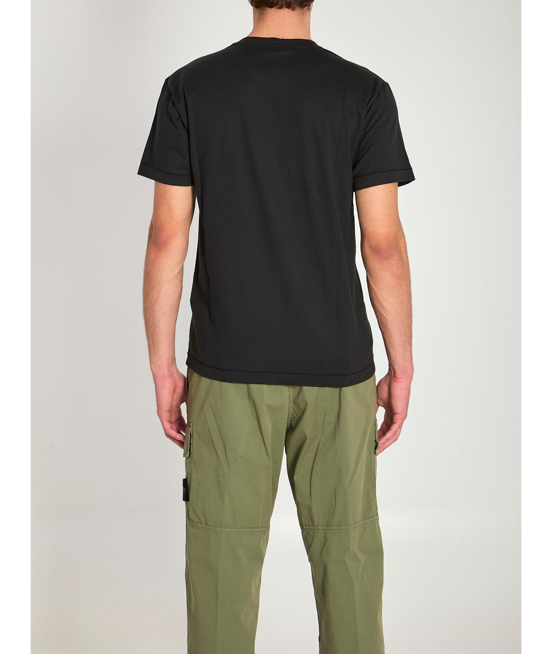 STONE ISLAND Черная хлопковая футболка, фото 4