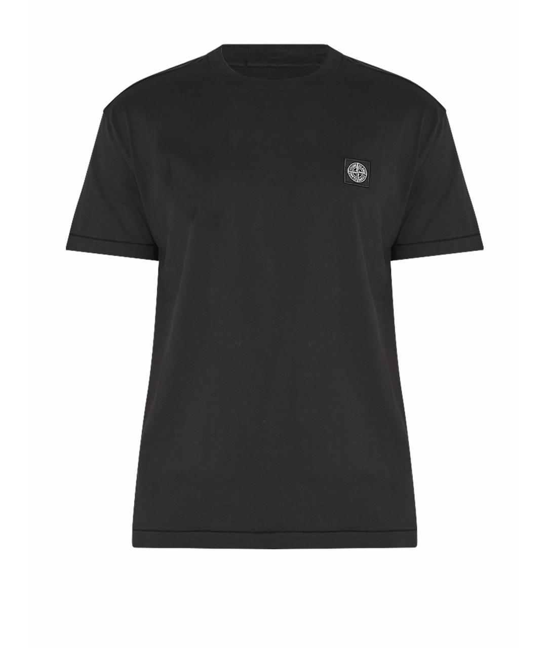 STONE ISLAND Черная хлопковая футболка, фото 1