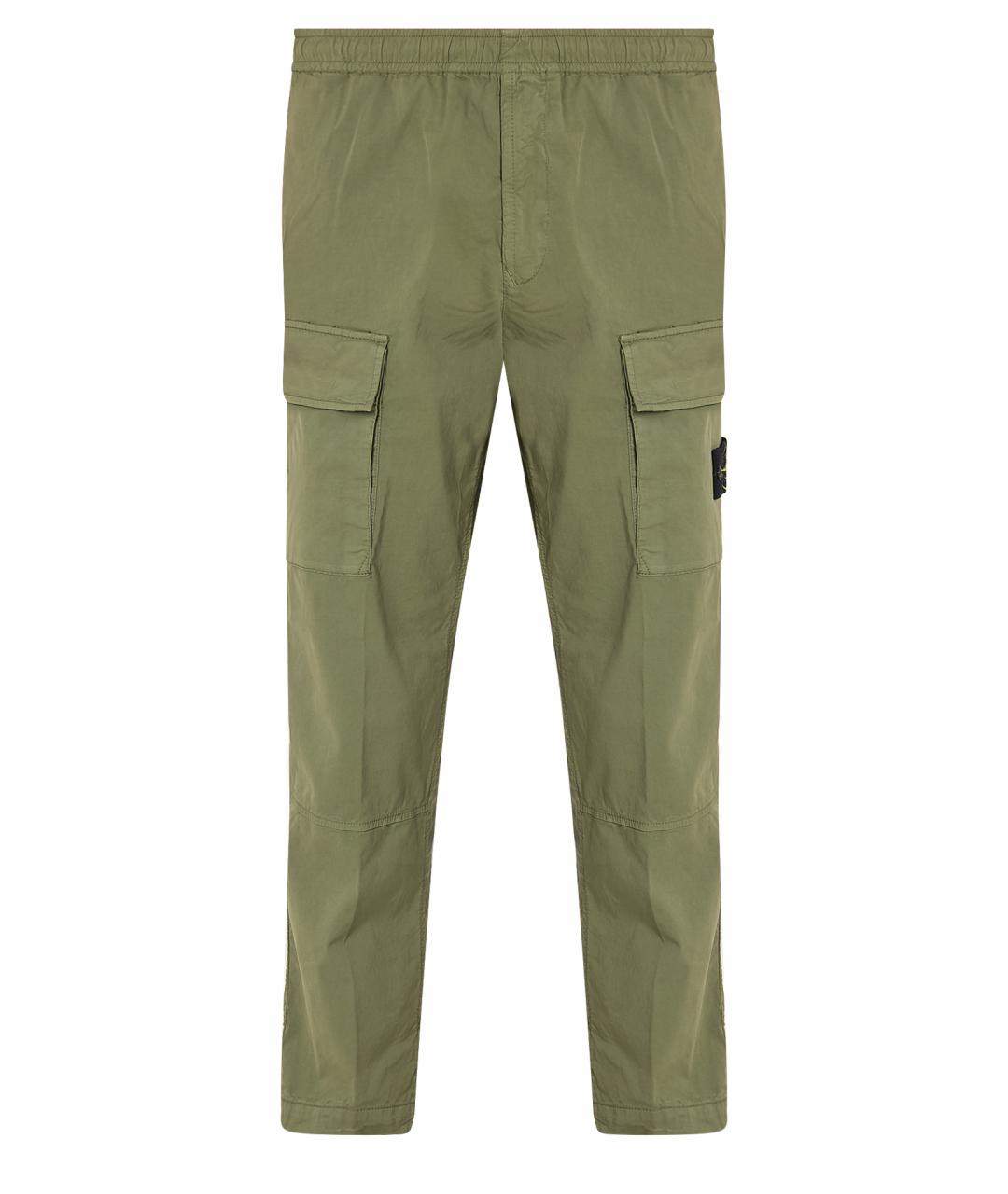 STONE ISLAND Зеленые хлопковые повседневные брюки, фото 1