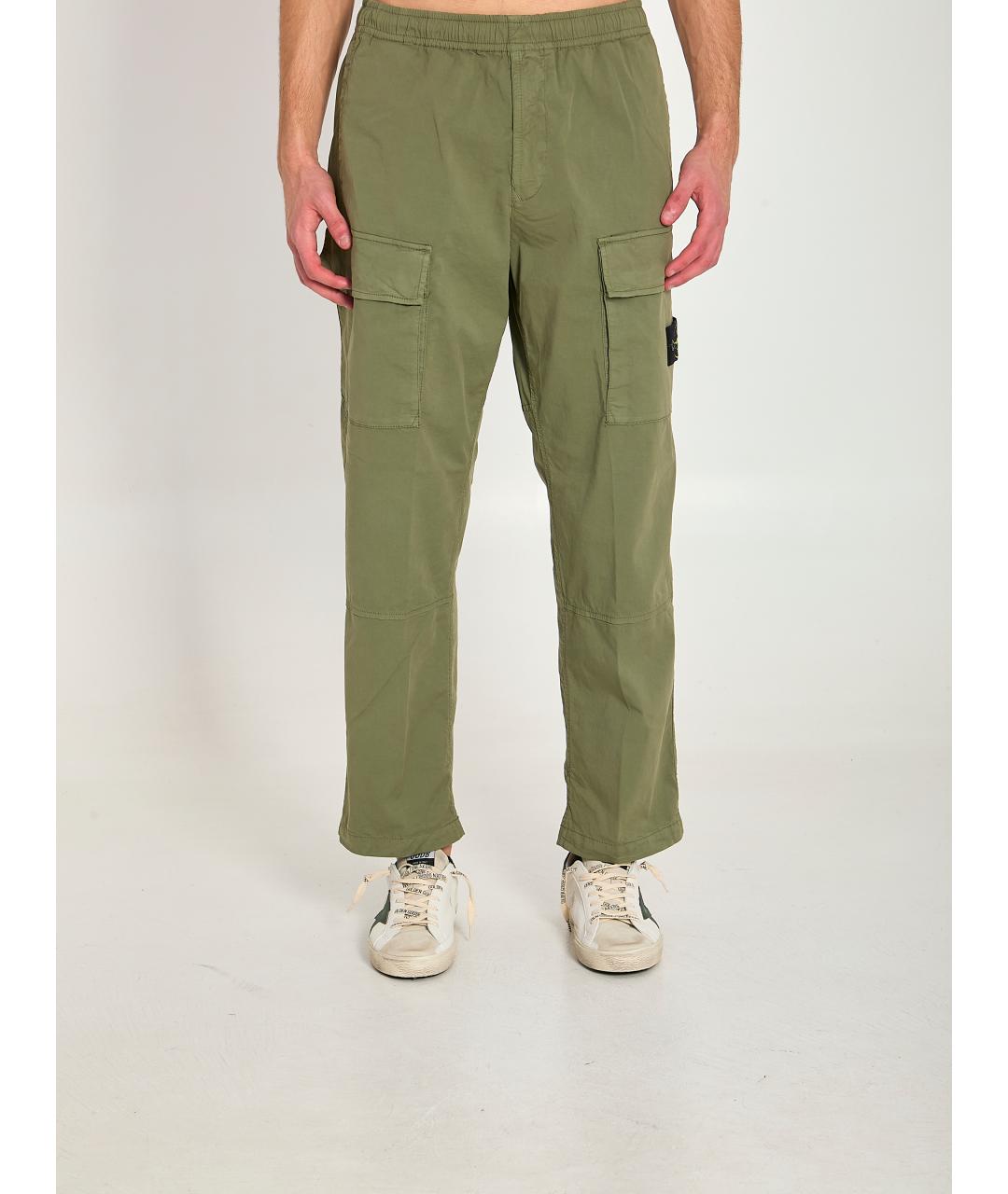 STONE ISLAND Зеленые хлопковые повседневные брюки, фото 5