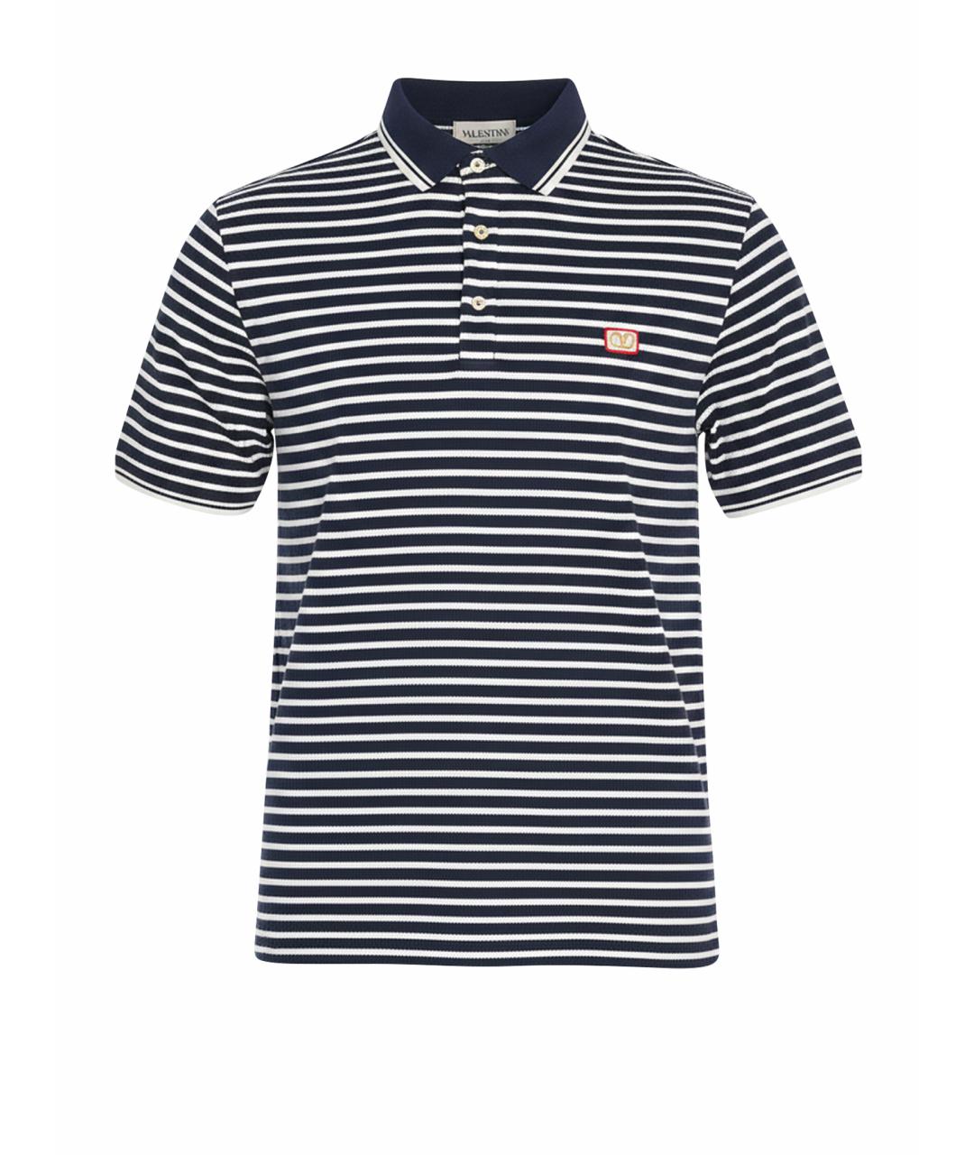 VALENTINO Синее хлопковое поло с коротким рукавом, фото 1