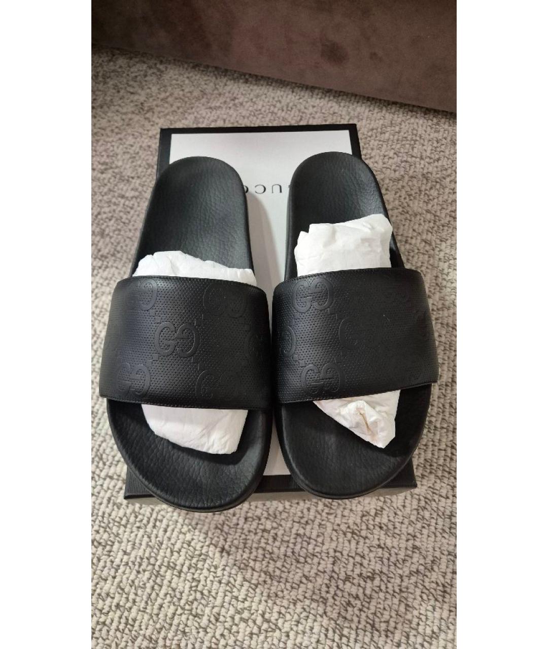 GUCCI Черные шлепанцы, фото 5