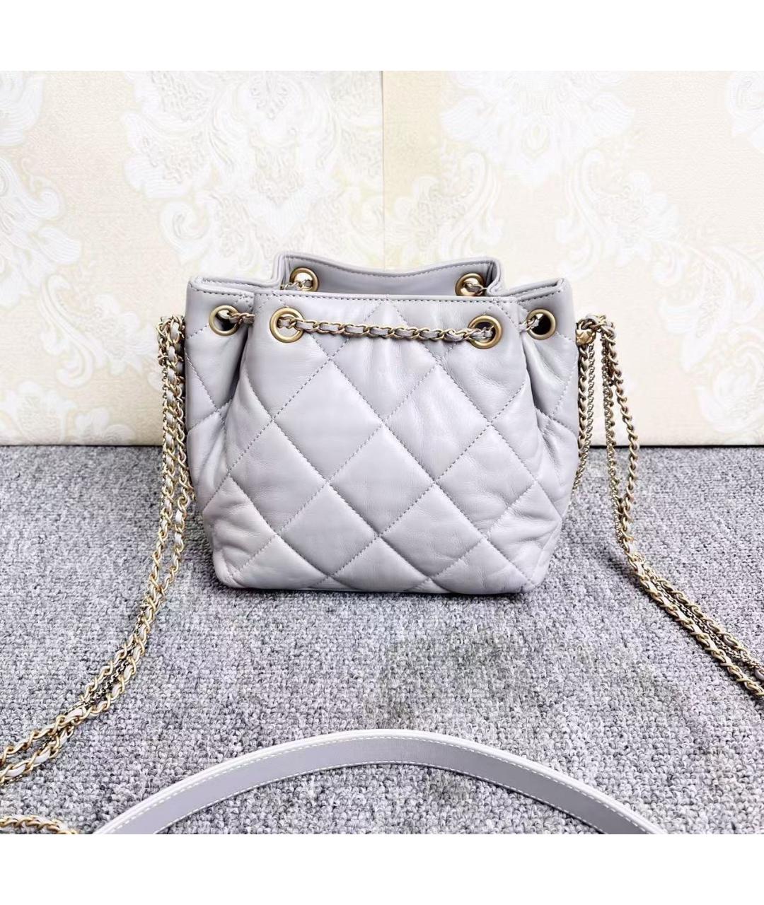 CHANEL Серая кожаная сумка через плечо, фото 5