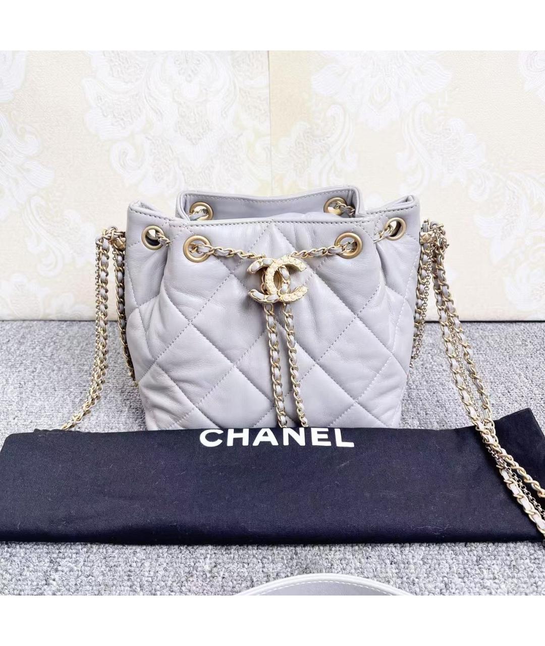 CHANEL Серая кожаная сумка через плечо, фото 2