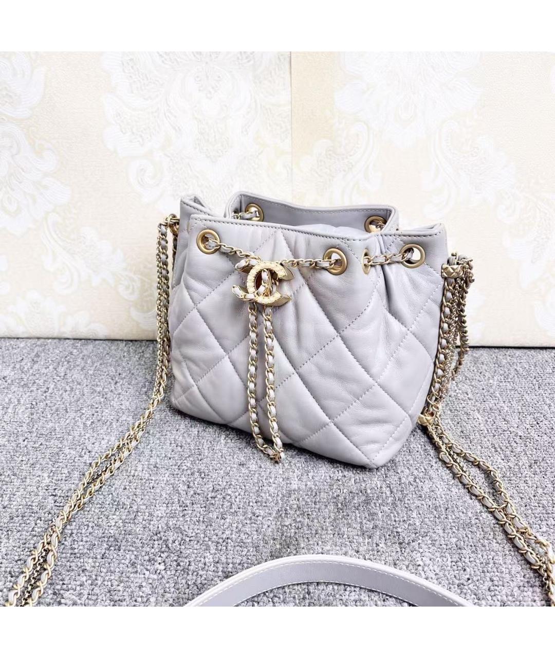 CHANEL Серая кожаная сумка через плечо, фото 4