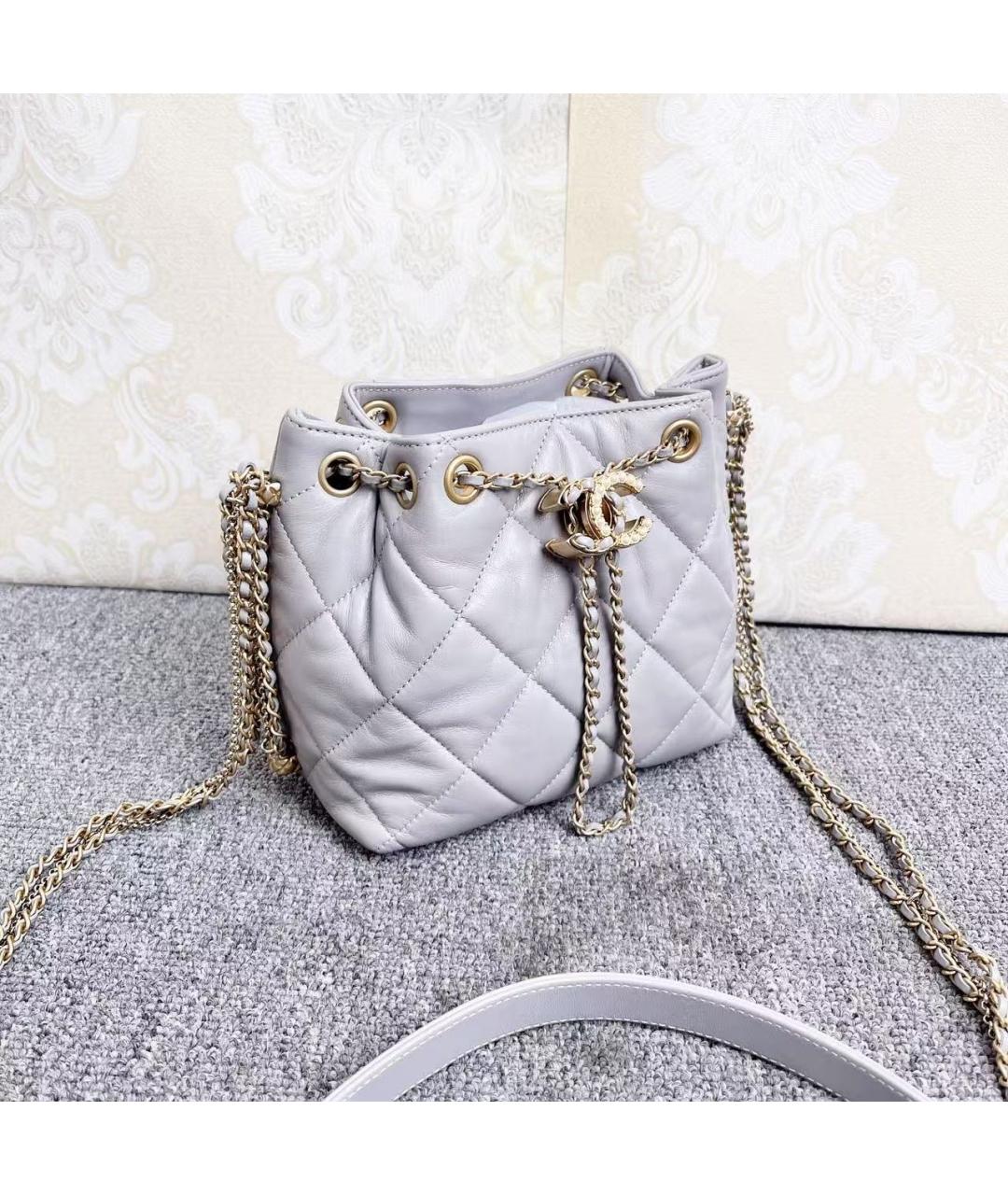 CHANEL Серая кожаная сумка через плечо, фото 3