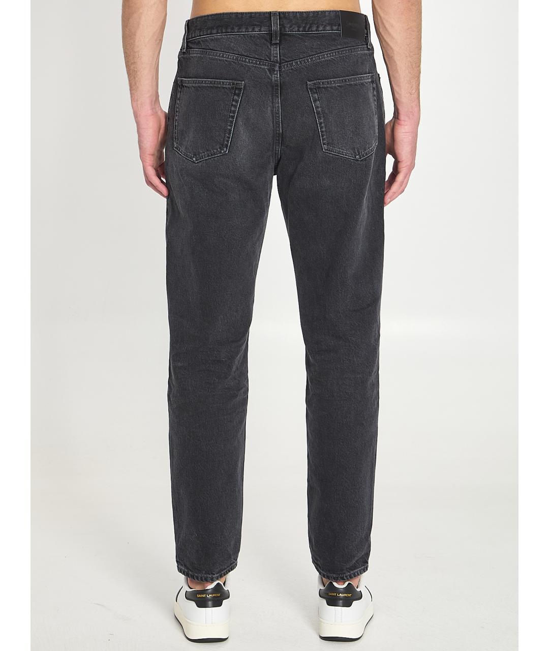 SAINT LAURENT Черные хлопковые прямые джинсы, фото 4