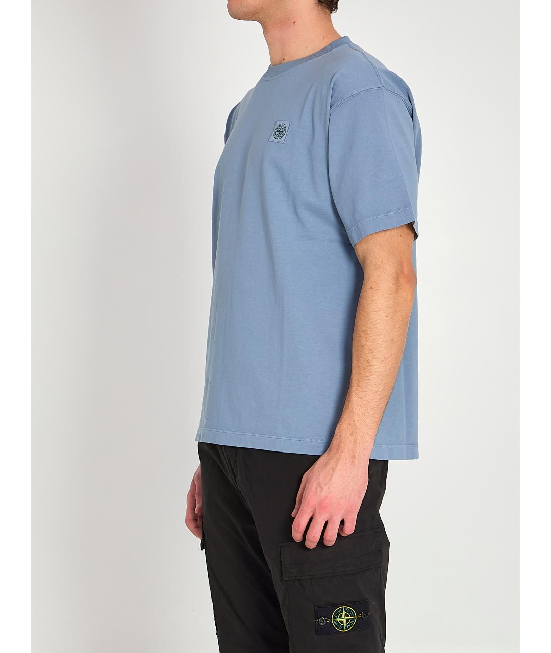 STONE ISLAND Голубая хлопковая футболка, фото 2