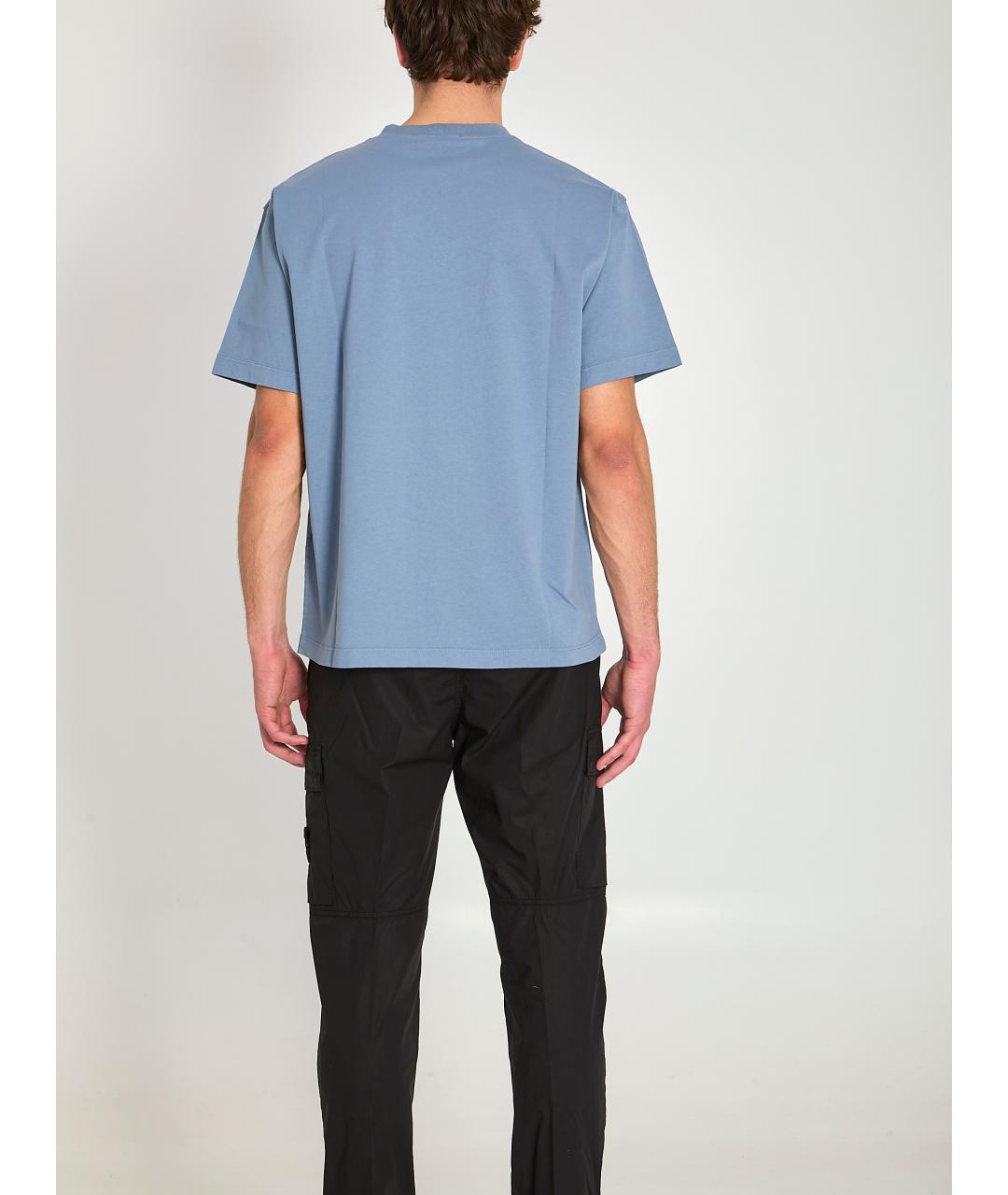 STONE ISLAND Голубая хлопковая футболка, фото 4